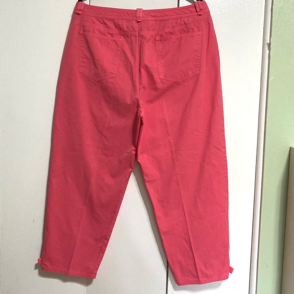 TALBOTS Pink Salamander Cotton Blend Cropped Pants Womens Plus Size 16 - Picture 2 of 13